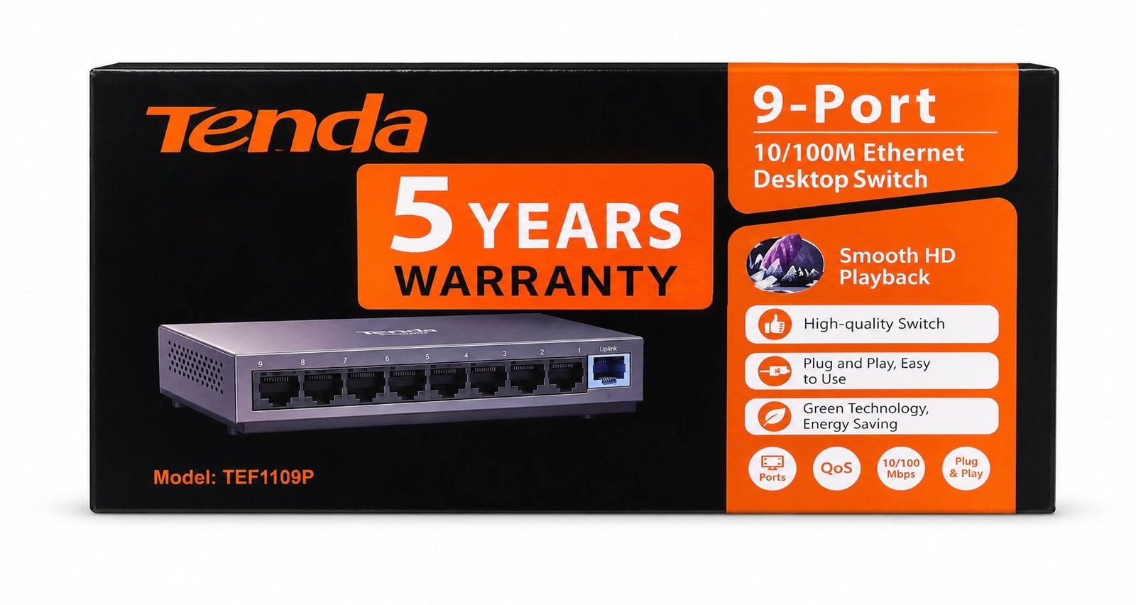 Tenda Desktop Switch 10/100Mbps 9 Port TEF1109P