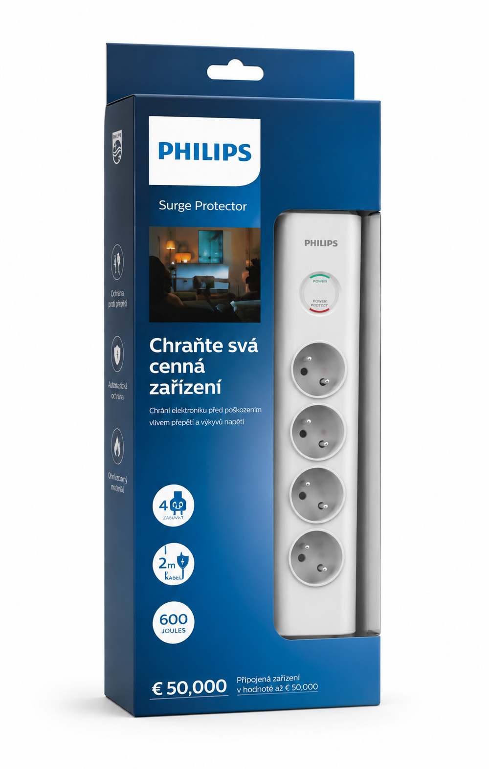 Philips Surge Protector 4 sockets 2m