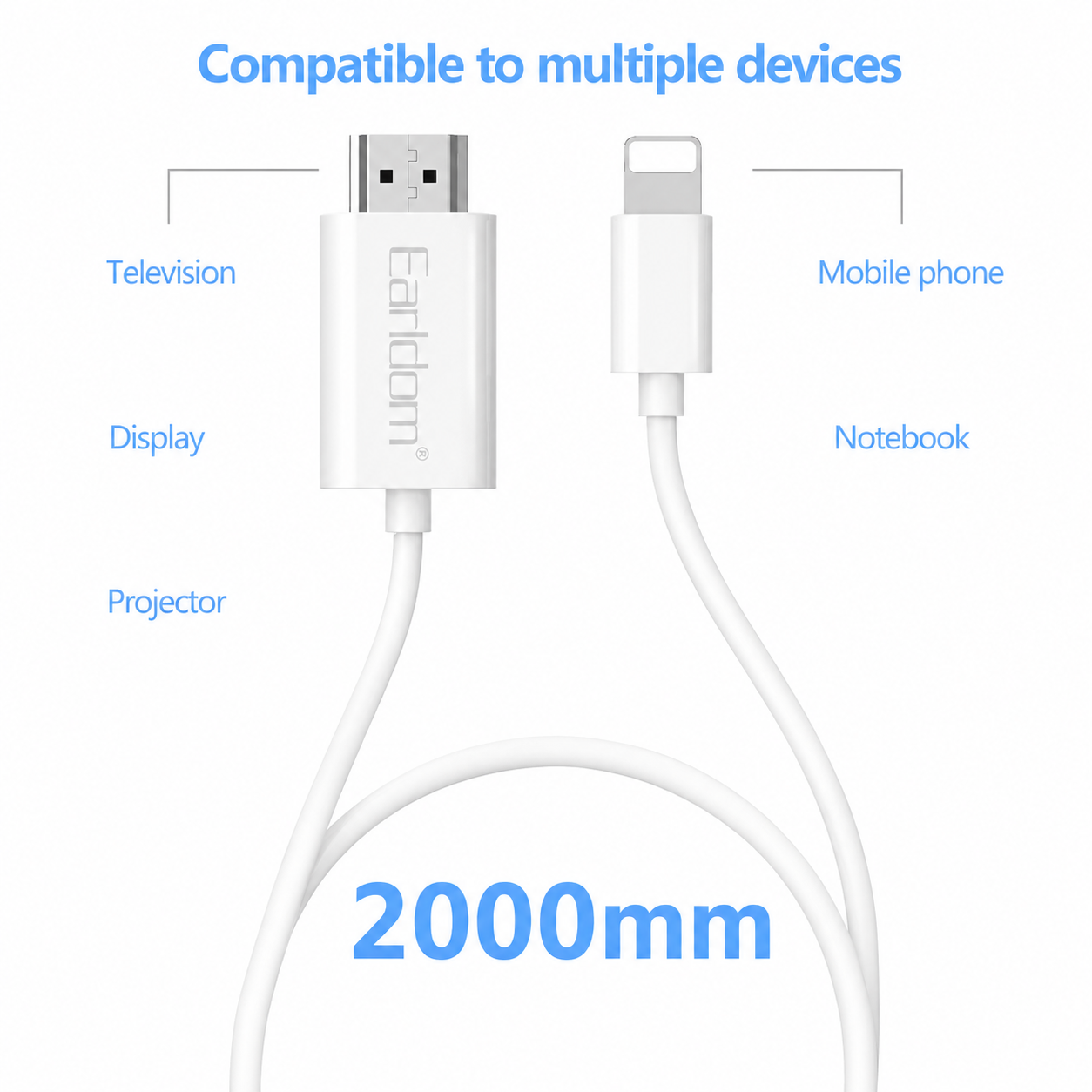 Earldom Lightning to Hdmi Cable 2m 4K W33 - Figura 2
