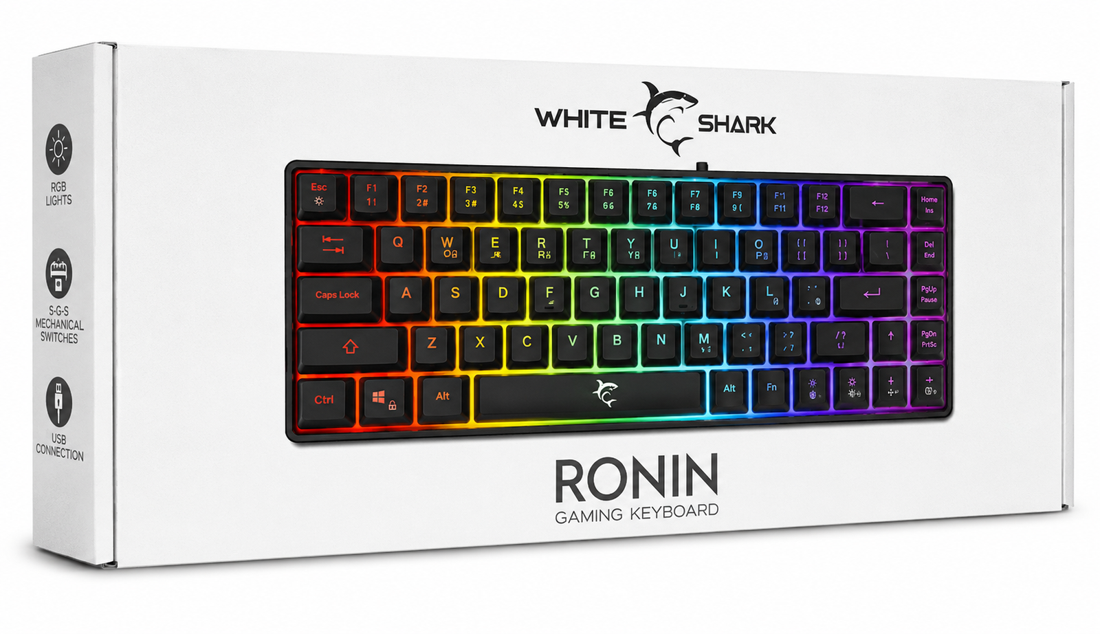 White Shark Ronin 60% Gaming Keyboard RGB USB Wired