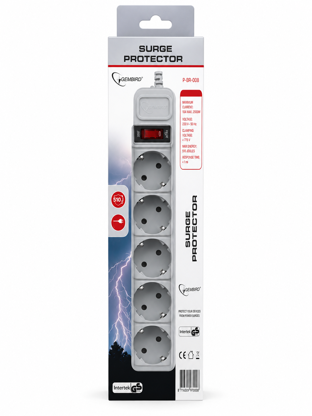 Gembird Surge Protector 5 Sockets 1.8m