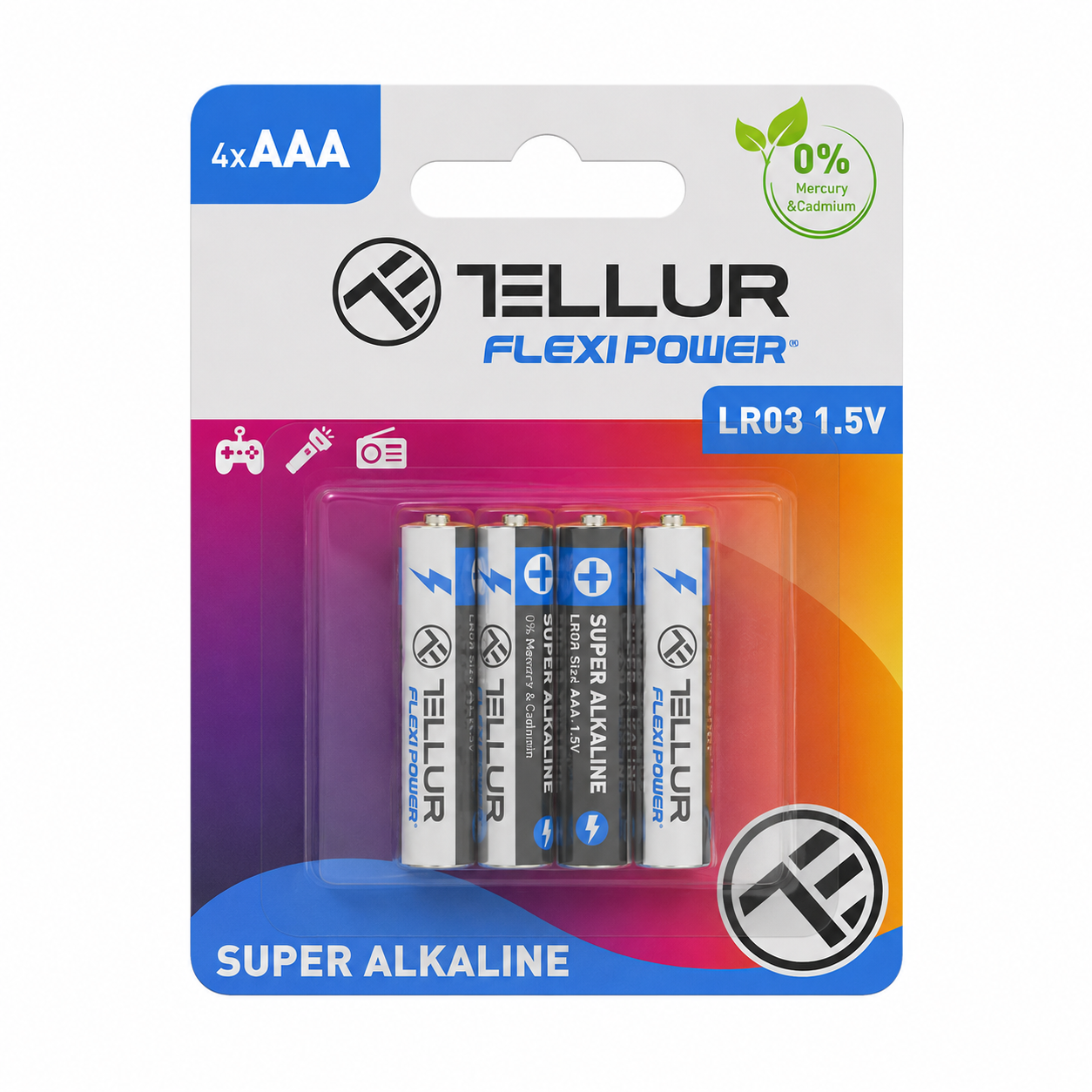 Tellur Flexi Power Super Alkaline AAA Batteries 4-Pack