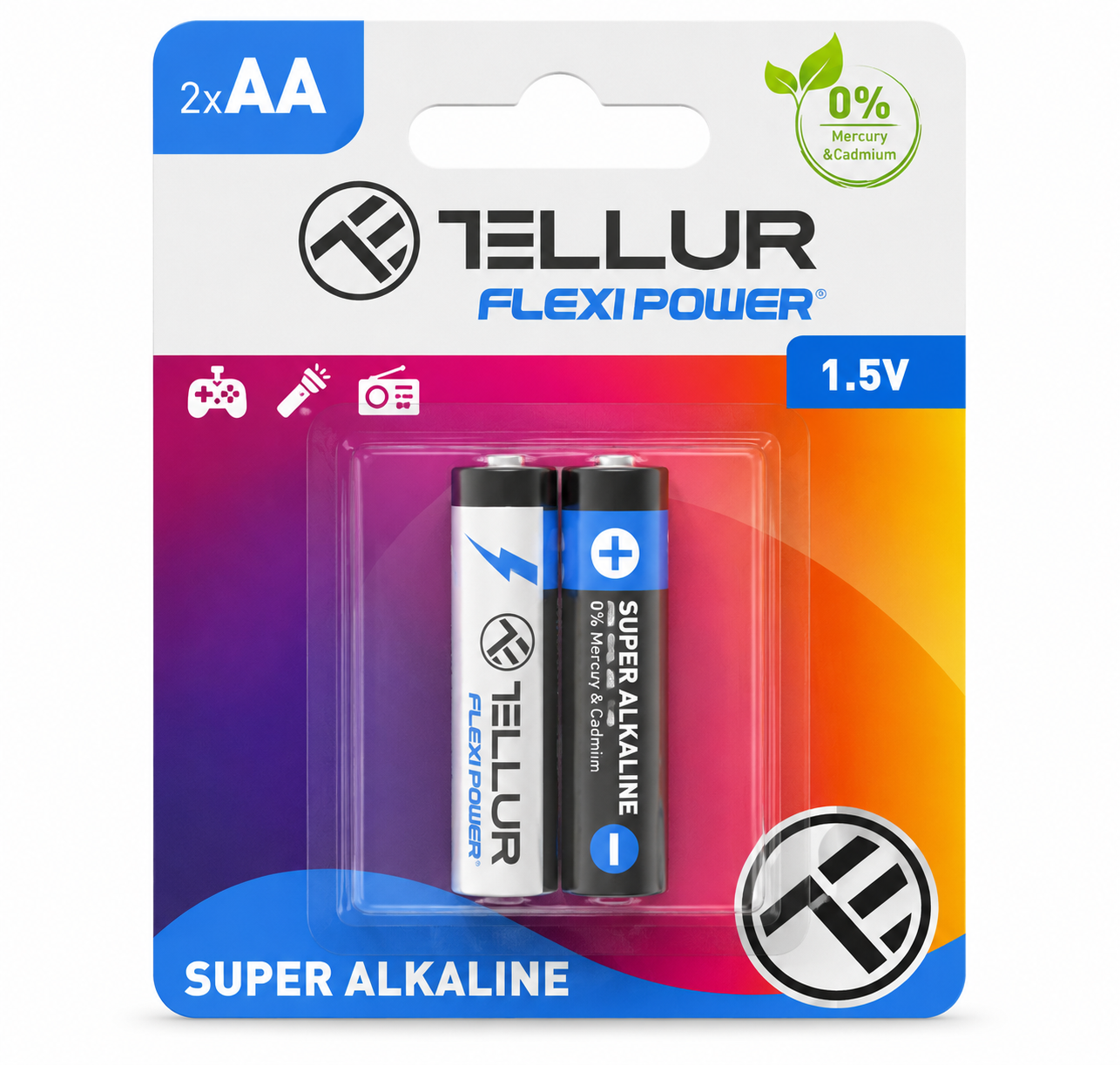 Tellur Flexi Power Super Alkaline AA Batteries 2-Pack