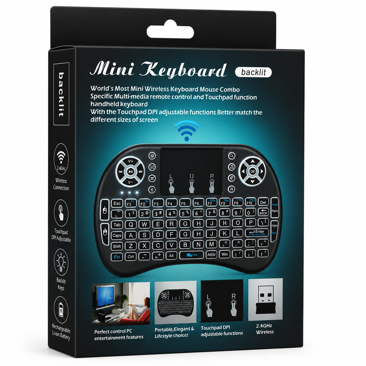 Mini Wireless Keyboard with Touchpad Backlit