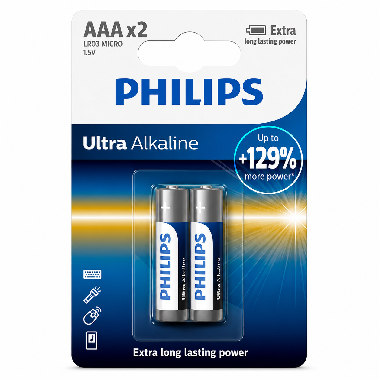 Philips Ultra Alkaline AAA Batteries 2-Pack