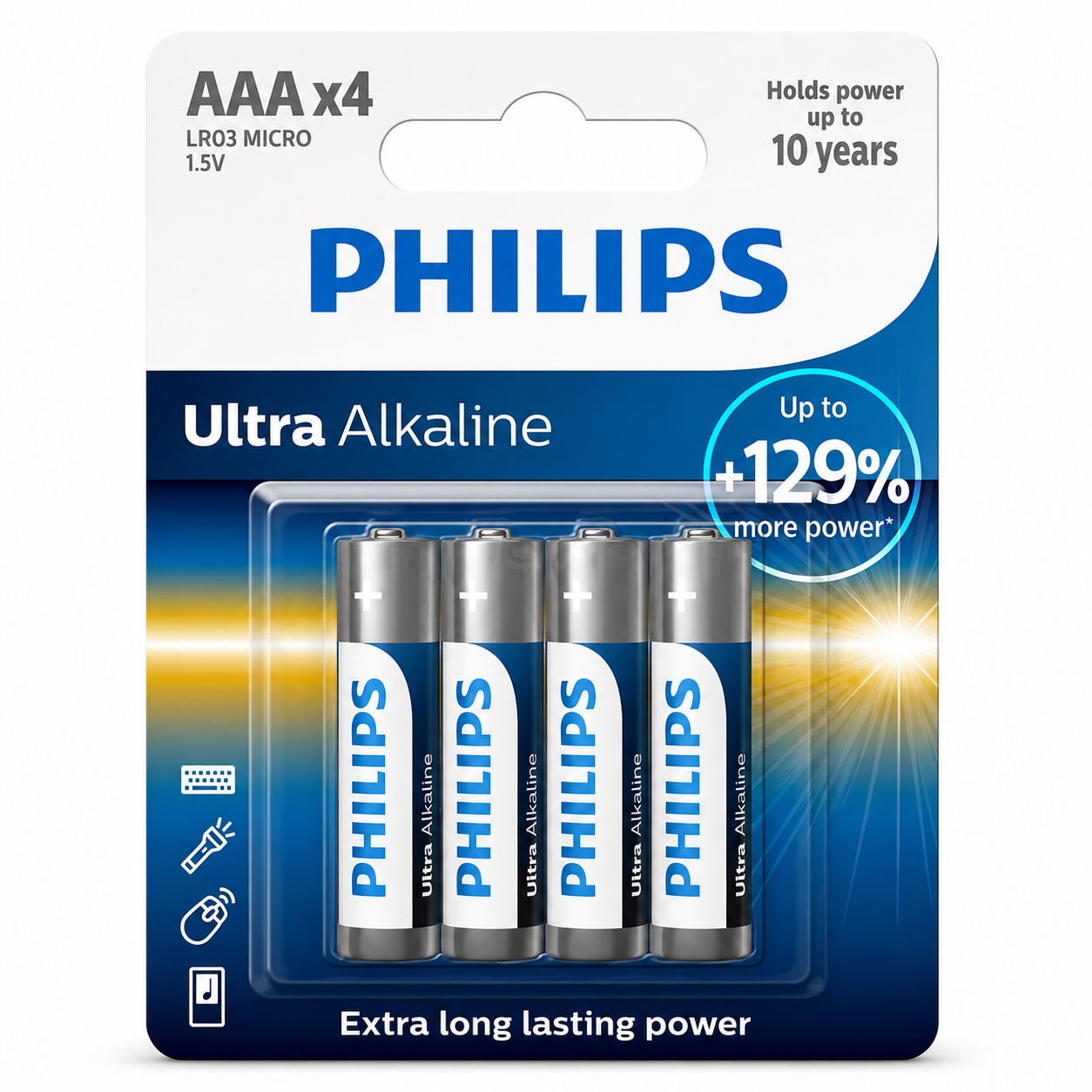 Philips Ultra Alkaline AAA Batteries 4-Pack