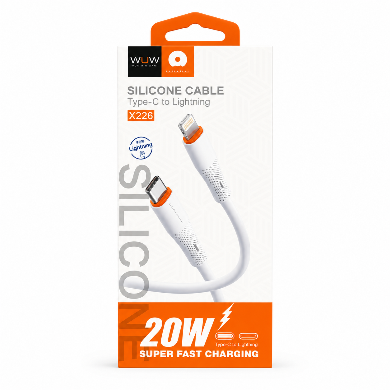 WUW Type-C to Lightning Silicone Fast Charging Cable 20W 1M X226 - Figura 2