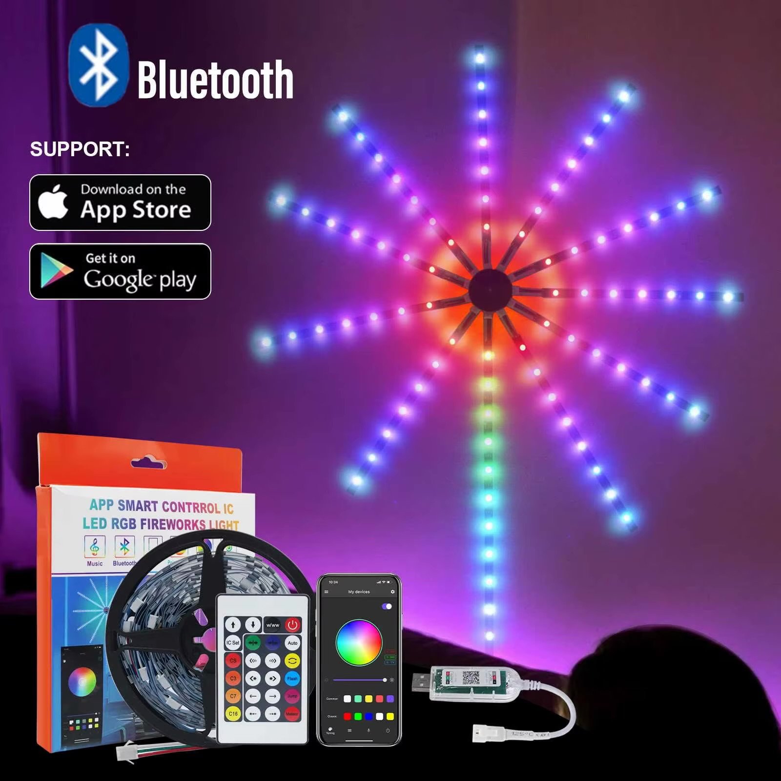 APP Smart Control IC LED RGB Fireworks Light - Figura 2