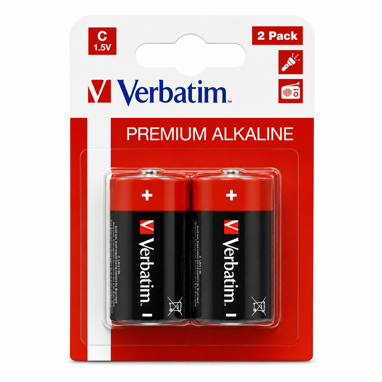 Verbatim Premium Alkaline C Batteries 2-Pack