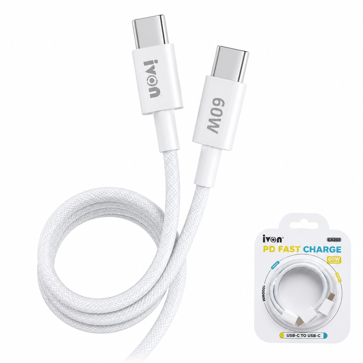 Ivon USB-C to USB-C PD Fast Charging Cable 60W 1m CA202