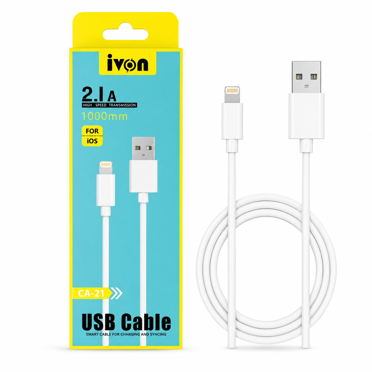 Ivon USB-A to Lightning Fast Charging Cable 2.1A 1m CA21