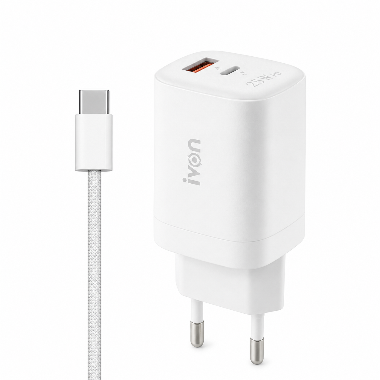 Ivon USB-A + USB-C PD 25W Fast Charger PD06