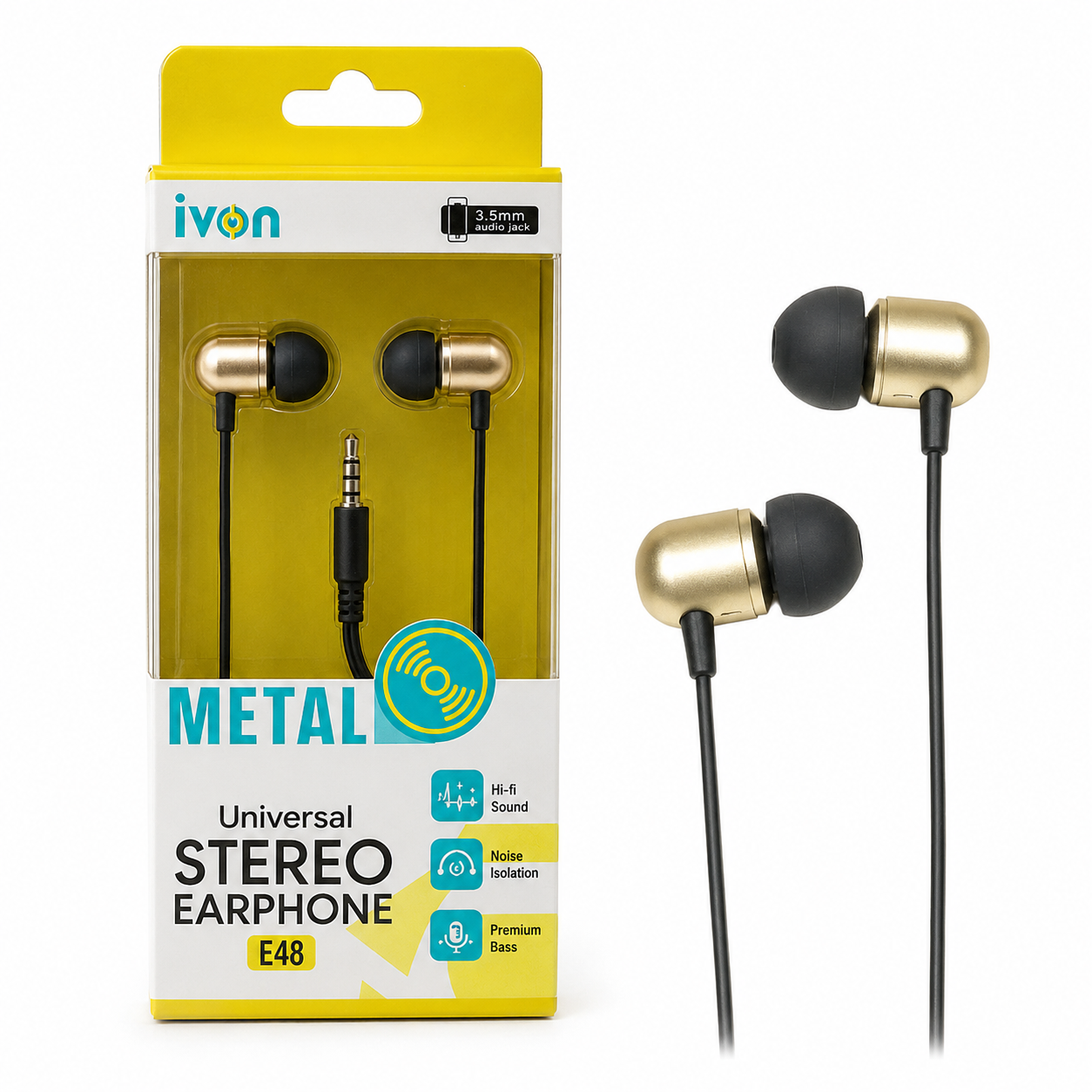 Ivon Metal Stereo Earphones 3.5mm E48