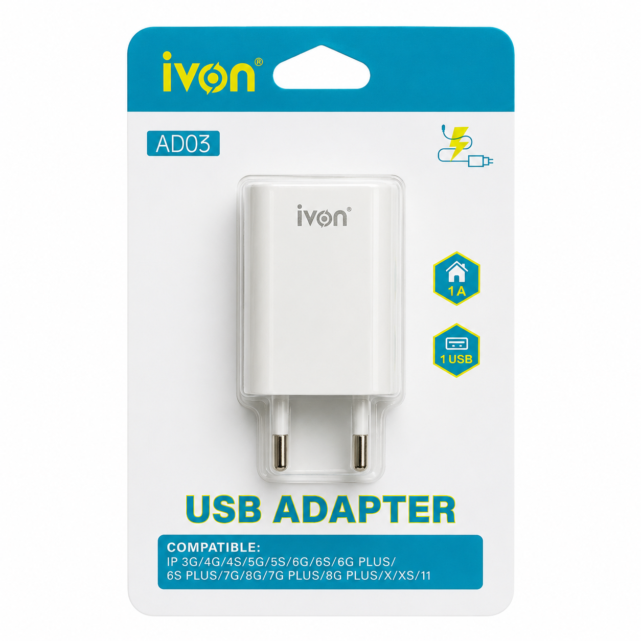 Ivon 5W USB Wall Charger 1A AD03 - Figura 2