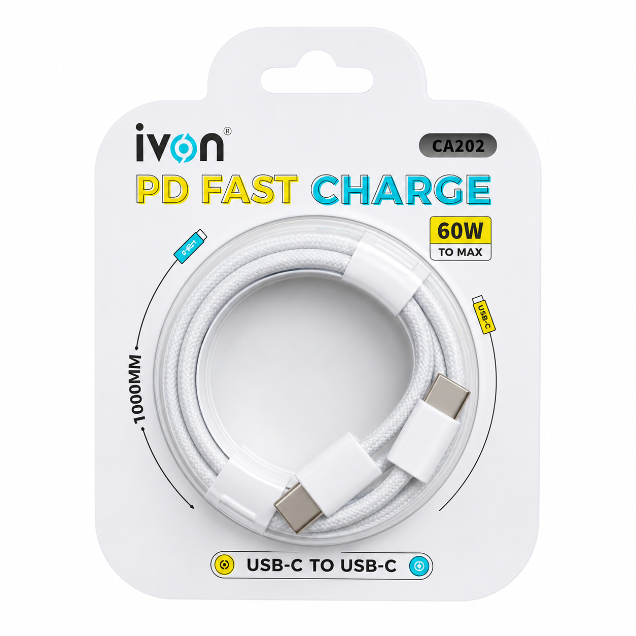 Ivon USB-C to USB-C PD Fast Charging Cable 60W 1m CA202 - Figura 2