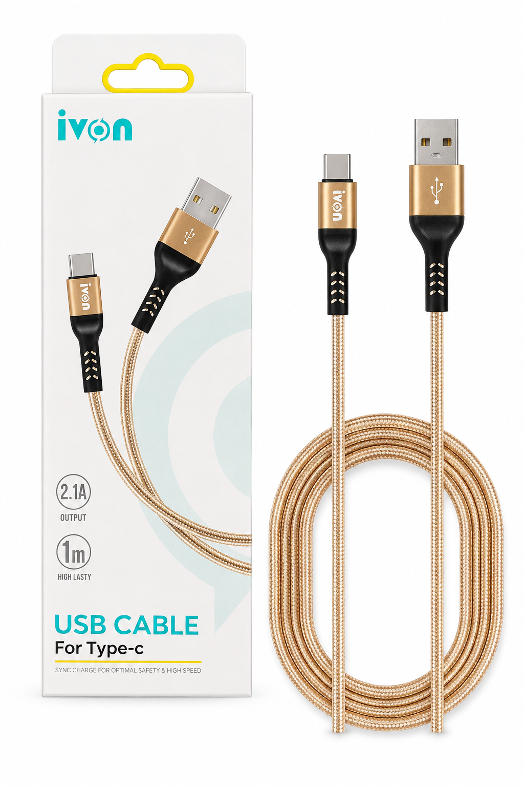 Ivon USB-A to USB-C Fast Charging Cable 2.1A 1m CA89