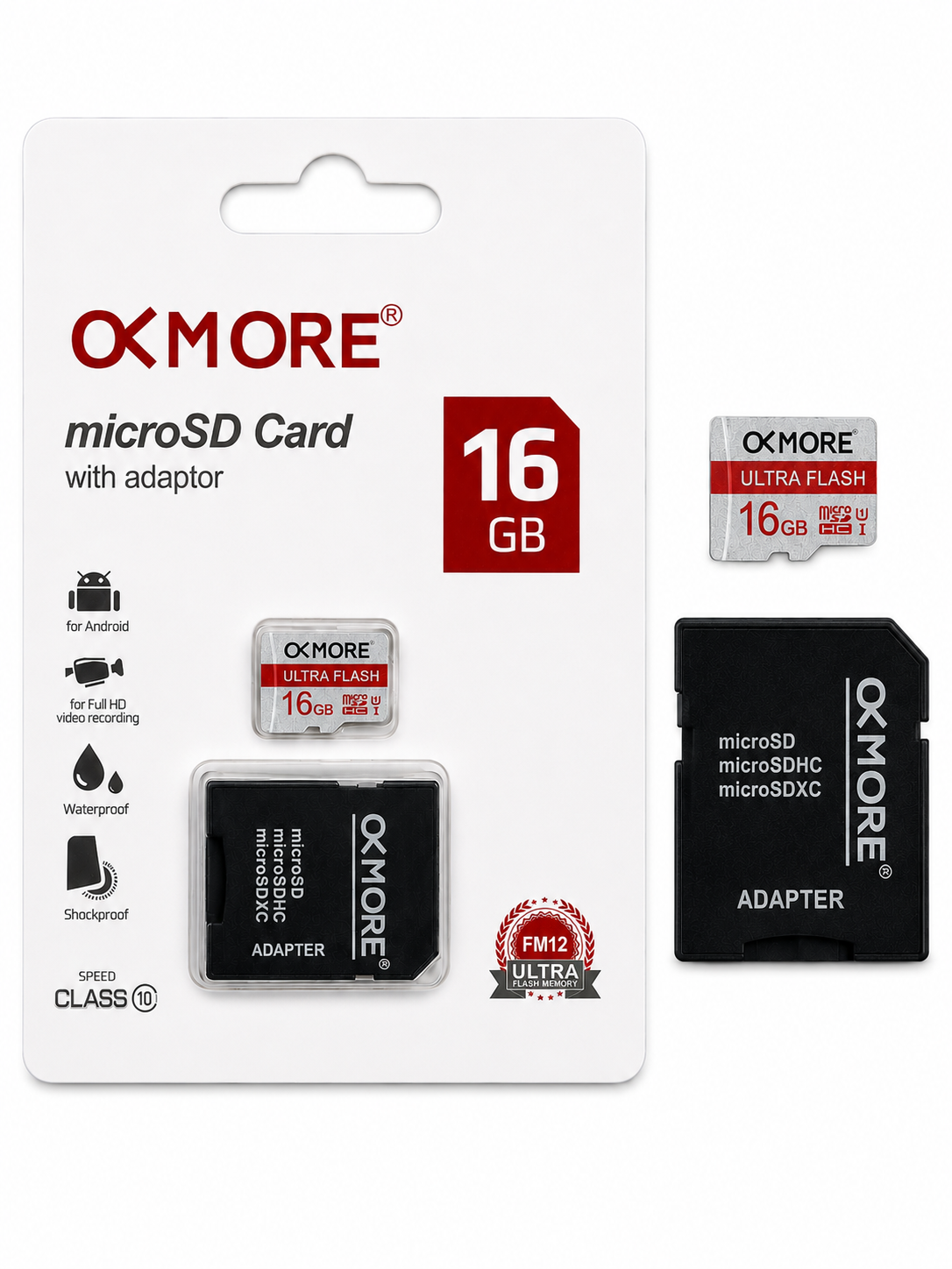 OK MORE microSD Card 16GB Class 10 U1 with Adapter