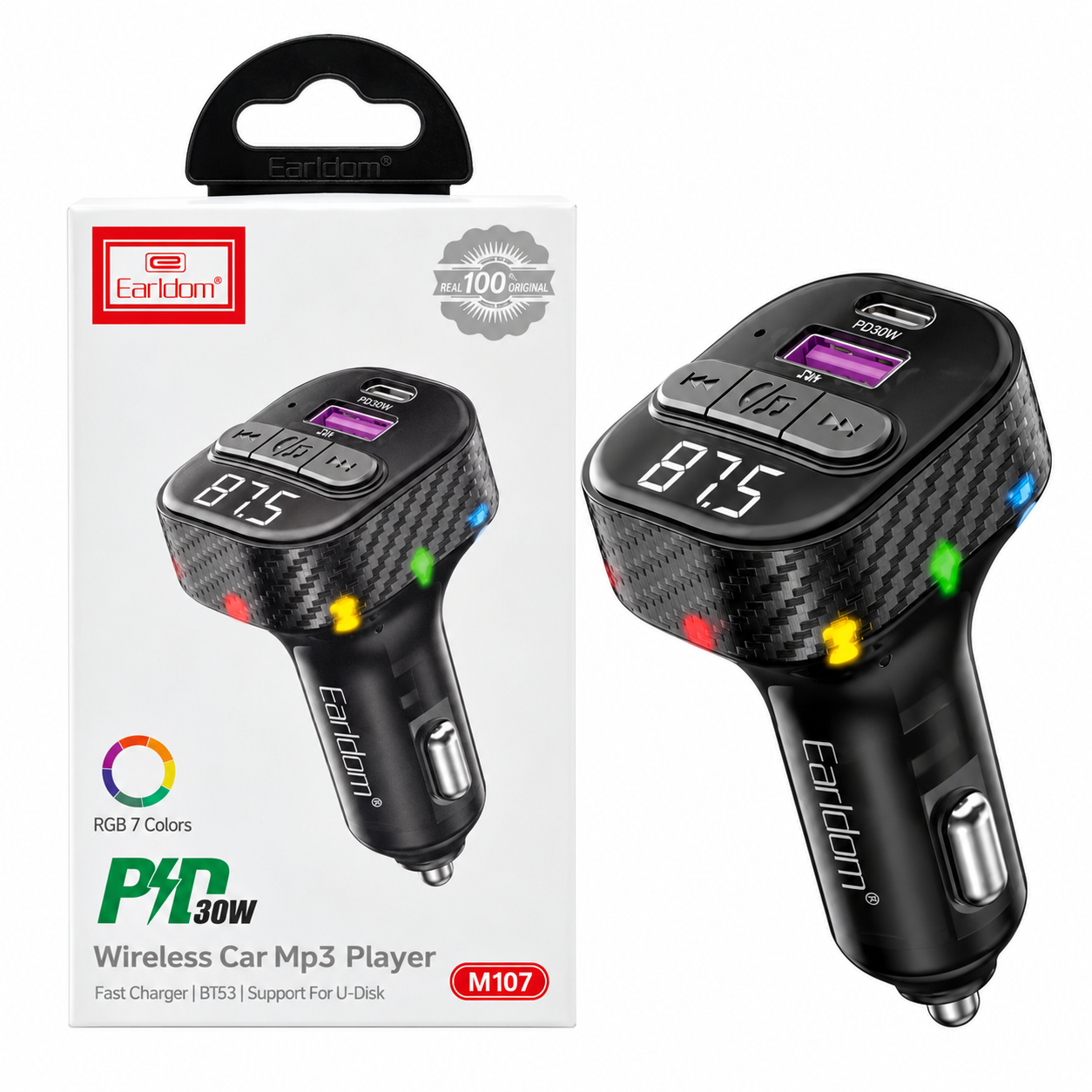 Earldom Car MP3 FM Transmitter PD 30W Charger M107